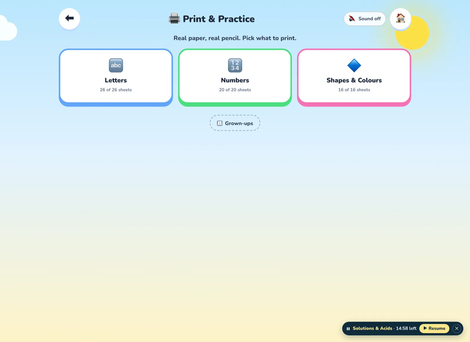 Print and Practice: a tracing sheet for every letter, number, shape and colour.
