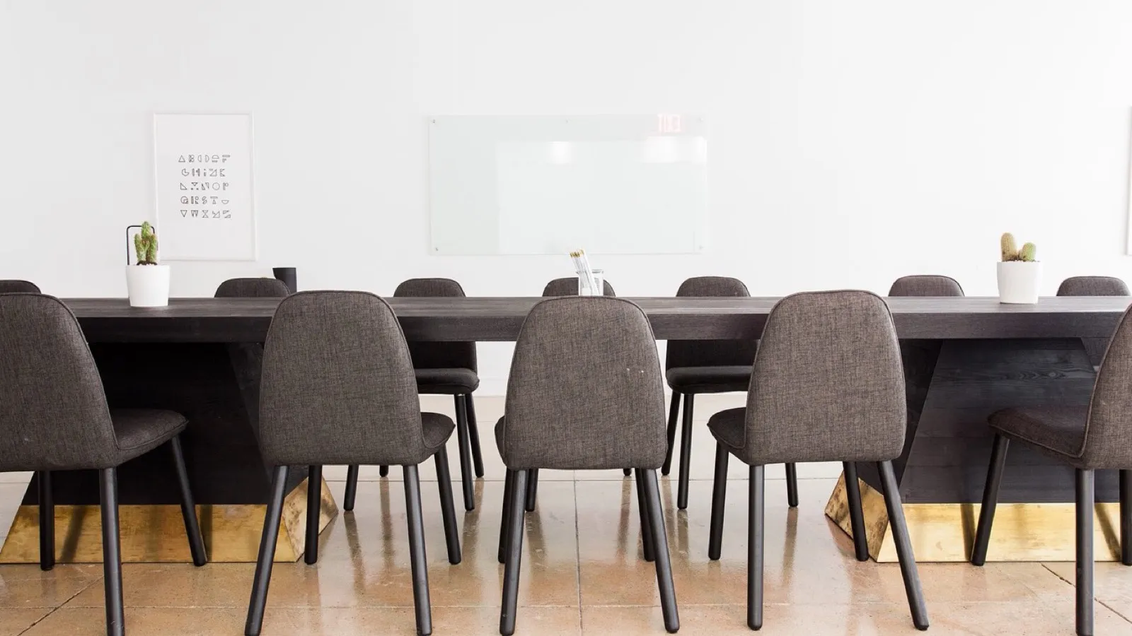 A meeting room, where a school decides what it is buying.