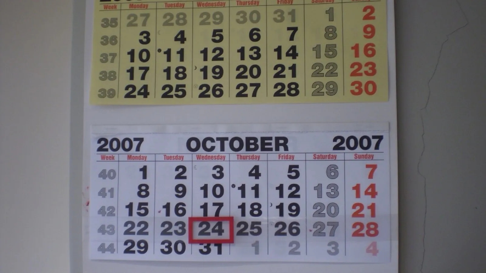 A calendar on a wall, the shape a term of study takes.