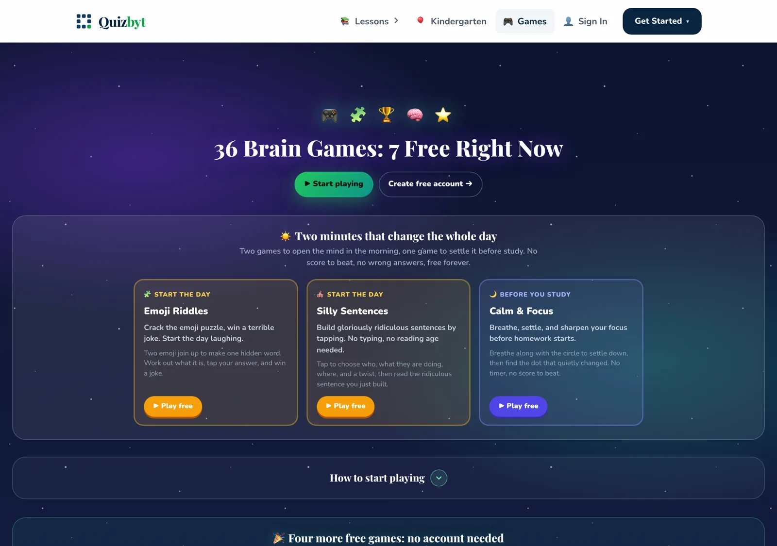 The games hub, with locked and unlocked games side by side.